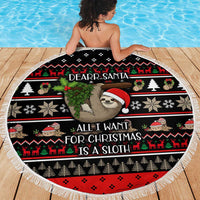 Sloth All I Want For Christmas Beach Blanket Xmas Holiday Patterns - Wonder Print Shop