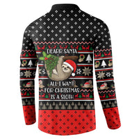 Sloth All I Want For Christmas Button Sweatshirt Xmas Holiday Patterns - Wonder Print Shop