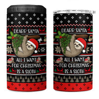 Sloth All I Want For Christmas 4 in 1 Can Cooler Tumbler Xmas Holiday Patterns - Wonder Print Shop