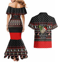 Sloth All I Want For Christmas Couples Matching Mermaid Dress and Hawaiian Shirt Xmas Holiday Patterns - Wonder Print Shop