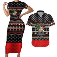 Sloth All I Want For Christmas Couples Matching Short Sleeve Bodycon Dress and Hawaiian Shirt Xmas Holiday Patterns - Wonder Print Shop