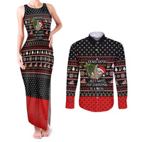 Sloth All I Want For Christmas Couples Matching Tank Maxi Dress and Long Sleeve Button Shirt Xmas Holiday Patterns - Wonder Print Shop