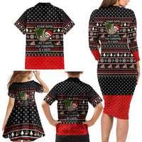 Sloth All I Want For Christmas Family Matching Long Sleeve Bodycon Dress and Hawaiian Shirt Xmas Holiday Patterns - Wonder Print Shop