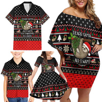 Sloth All I Want For Christmas Family Matching Off Shoulder Short Dress and Hawaiian Shirt Xmas Holiday Patterns - Wonder Print Shop