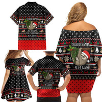Sloth All I Want For Christmas Family Matching Off Shoulder Short Dress and Hawaiian Shirt Xmas Holiday Patterns - Wonder Print Shop