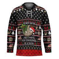 Sloth All I Want For Christmas Hockey Jersey Xmas Holiday Patterns - Wonder Print Shop