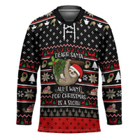 Sloth All I Want For Christmas Hockey Jersey Xmas Holiday Patterns - Wonder Print Shop