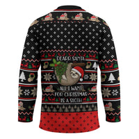 Sloth All I Want For Christmas Hockey Jersey Xmas Holiday Patterns - Wonder Print Shop