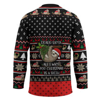 Sloth All I Want For Christmas Hockey Jersey Xmas Holiday Patterns - Wonder Print Shop