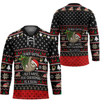 Sloth All I Want For Christmas Hockey Jersey Xmas Holiday Patterns - Wonder Print Shop