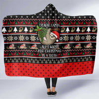 Sloth All I Want For Christmas Hooded Blanket Xmas Holiday Patterns - Wonder Print Shop