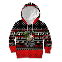 Sloth All I Want For Christmas Kid Hoodie Xmas Holiday Patterns - Wonder Print Shop