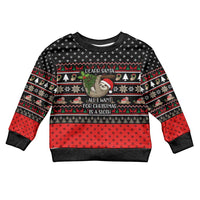 Sloth All I Want For Christmas Kid Ugly Christmas Sweater Xmas Holiday Patterns - Wonder Print Shop