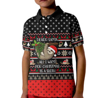 Sloth All I Want For Christmas Kid Polo Shirt Xmas Holiday Patterns - Wonder Print Shop