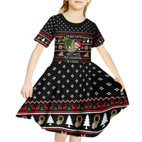 Sloth All I Want For Christmas Kid Short Sleeve Dress Xmas Holiday Patterns - Wonder Print Shop