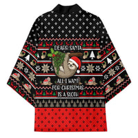 Sloth All I Want For Christmas Kimono Xmas Holiday Patterns - Wonder Print Shop