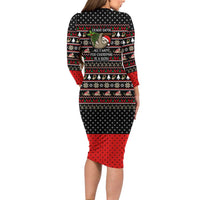 Sloth All I Want For Christmas Long Sleeve Bodycon Dress Xmas Holiday Patterns - Wonder Print Shop