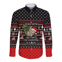 Sloth All I Want For Christmas Long Sleeve Button Shirt Xmas Holiday Patterns - Wonder Print Shop