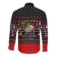 Sloth All I Want For Christmas Long Sleeve Button Shirt Xmas Holiday Patterns - Wonder Print Shop