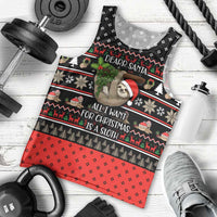 Sloth All I Want For Christmas Men Tank Top Xmas Holiday Patterns - Wonder Print Shop