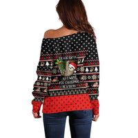 Sloth All I Want For Christmas Off Shoulder Sweater Xmas Holiday Patterns - Wonder Print Shop