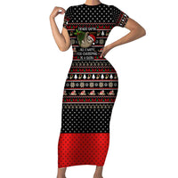 Sloth All I Want For Christmas Short Sleeve Bodycon Dress Xmas Holiday Patterns - Wonder Print Shop