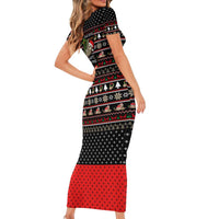 Sloth All I Want For Christmas Short Sleeve Bodycon Dress Xmas Holiday Patterns - Wonder Print Shop