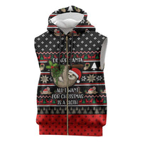 Sloth All I Want For Christmas Sleeveless Zip Hoodie Xmas Holiday Patterns - Wonder Print Shop