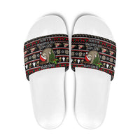Sloth All I Want For Christmas Slide Sandals Xmas Holiday Patterns - Wonder Print Shop