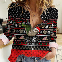 Sloth All I Want For Christmas Women Casual Shirt Xmas Holiday Patterns - Wonder Print Shop