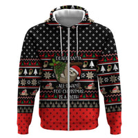Sloth All I Want For Christmas Zip Hoodie Xmas Holiday Patterns - Wonder Print Shop