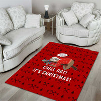 Sloth Chill Out Christmas Area Rug Xmas Holiday Patterns - Wonder Print Shop