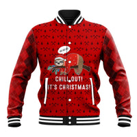 Sloth Chill Out Christmas Baseball Jacket Xmas Holiday Patterns - Wonder Print Shop