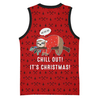 Sloth Chill Out Christmas Basketball Jersey Xmas Holiday Patterns - Wonder Print Shop