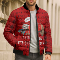 Sloth Chill Out Christmas Bomber Puffer Jacket Xmas Holiday Patterns - Wonder Print Shop