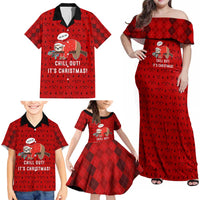 Sloth Chill Out Christmas Family Matching Off Shoulder Maxi Dress and Hawaiian Shirt Xmas Holiday Patterns - Wonder Print Shop