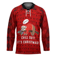 Sloth Chill Out Christmas Hockey Jersey Xmas Holiday Patterns - Wonder Print Shop