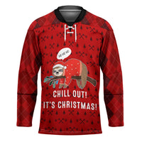 Sloth Chill Out Christmas Hockey Jersey Xmas Holiday Patterns - Wonder Print Shop