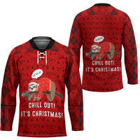 Sloth Chill Out Christmas Hockey Jersey Xmas Holiday Patterns - Wonder Print Shop