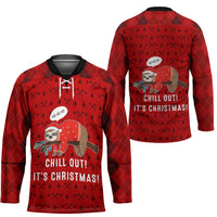 Sloth Chill Out Christmas Hockey Jersey Xmas Holiday Patterns - Wonder Print Shop