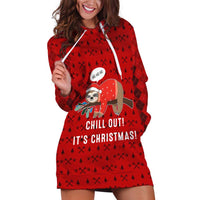 Sloth Chill Out Christmas Hoodie Dress Xmas Holiday Patterns - Wonder Print Shop