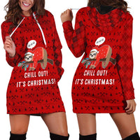 Sloth Chill Out Christmas Hoodie Dress Xmas Holiday Patterns - Wonder Print Shop