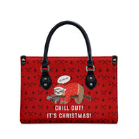 Sloth Chill Out Christmas Leather Bag Xmas Holiday Patterns - Wonder Print Shop
