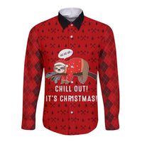 Sloth Chill Out Christmas Long Sleeve Button Shirt Xmas Holiday Patterns - Wonder Print Shop