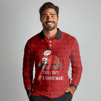 Sloth Chill Out Christmas Long Sleeve Polo Shirt Xmas Holiday Patterns - Wonder Print Shop