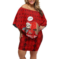 Sloth Chill Out Christmas Off Shoulder Short Dress Xmas Holiday Patterns - Wonder Print Shop