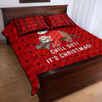 Sloth Chill Out Christmas Quilt Bed Set Xmas Holiday Patterns - Wonder Print Shop