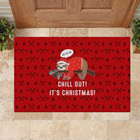 Sloth Chill Out Christmas Rubber Doormat Xmas Holiday Patterns - Wonder Print Shop