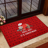 Sloth Chill Out Christmas Rubber Doormat Xmas Holiday Patterns - Wonder Print Shop