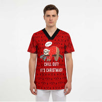 Sloth Chill Out Christmas Scrub Top Xmas Holiday Patterns - Wonder Print Shop